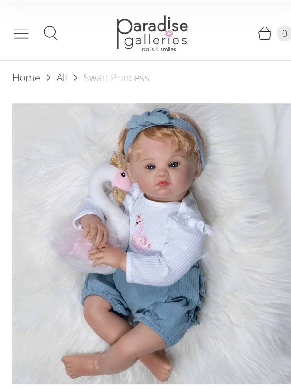 Paradise Galleries Swan Princess Lifelike Baby Doll with Accessories